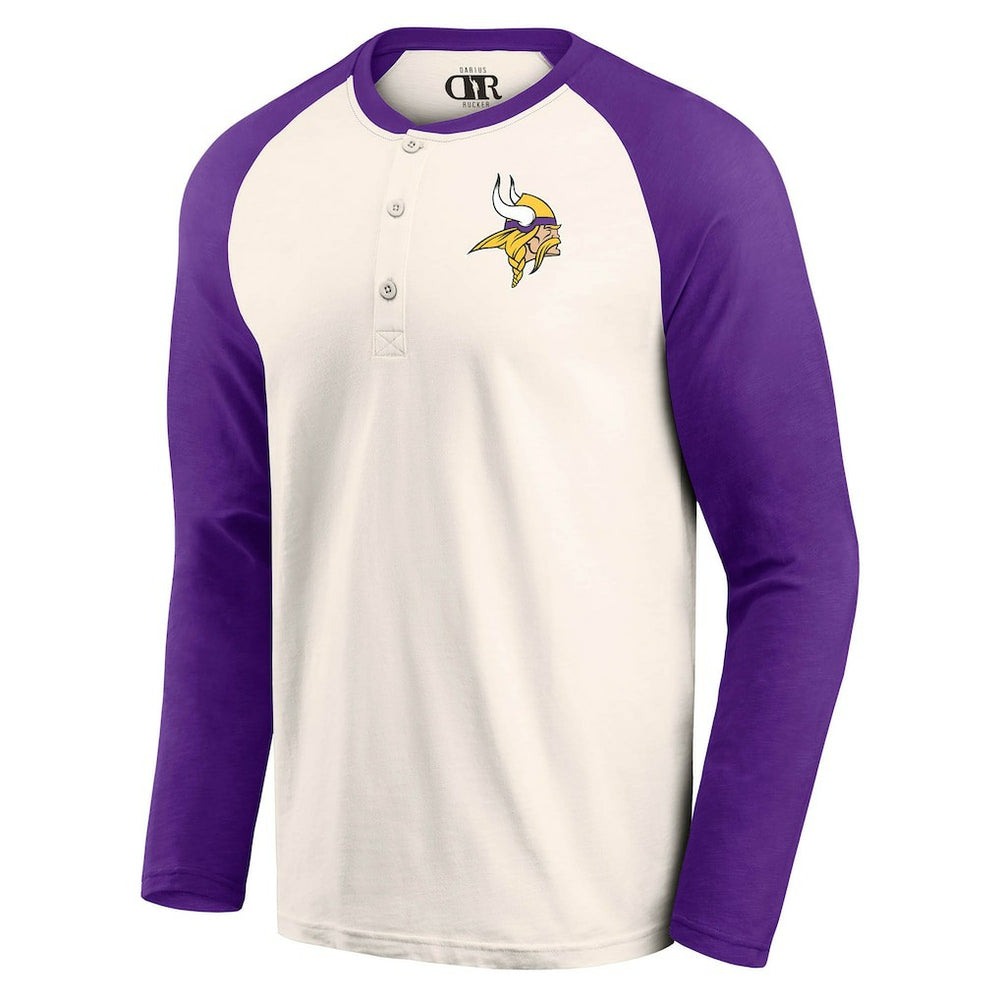 Minnesota Vikings Darius Rucker Collection Raglan Henley T-Shirt - Cream/Purple T-shirts