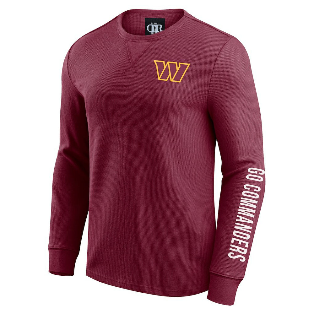 Washington Commanders Darius Rucker Collection Washed Waffle-Knit Long Sleeve T-Shirt - Burgundy T-shirts