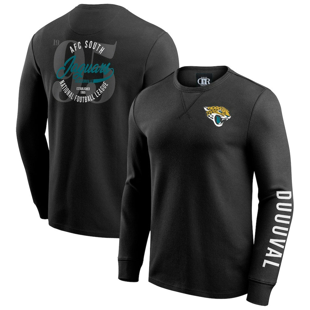 Jacksonville Jaguars Darius Rucker Collection Washed Waffle-Knit Long Sleeve T-Shirt - Black T-shirts