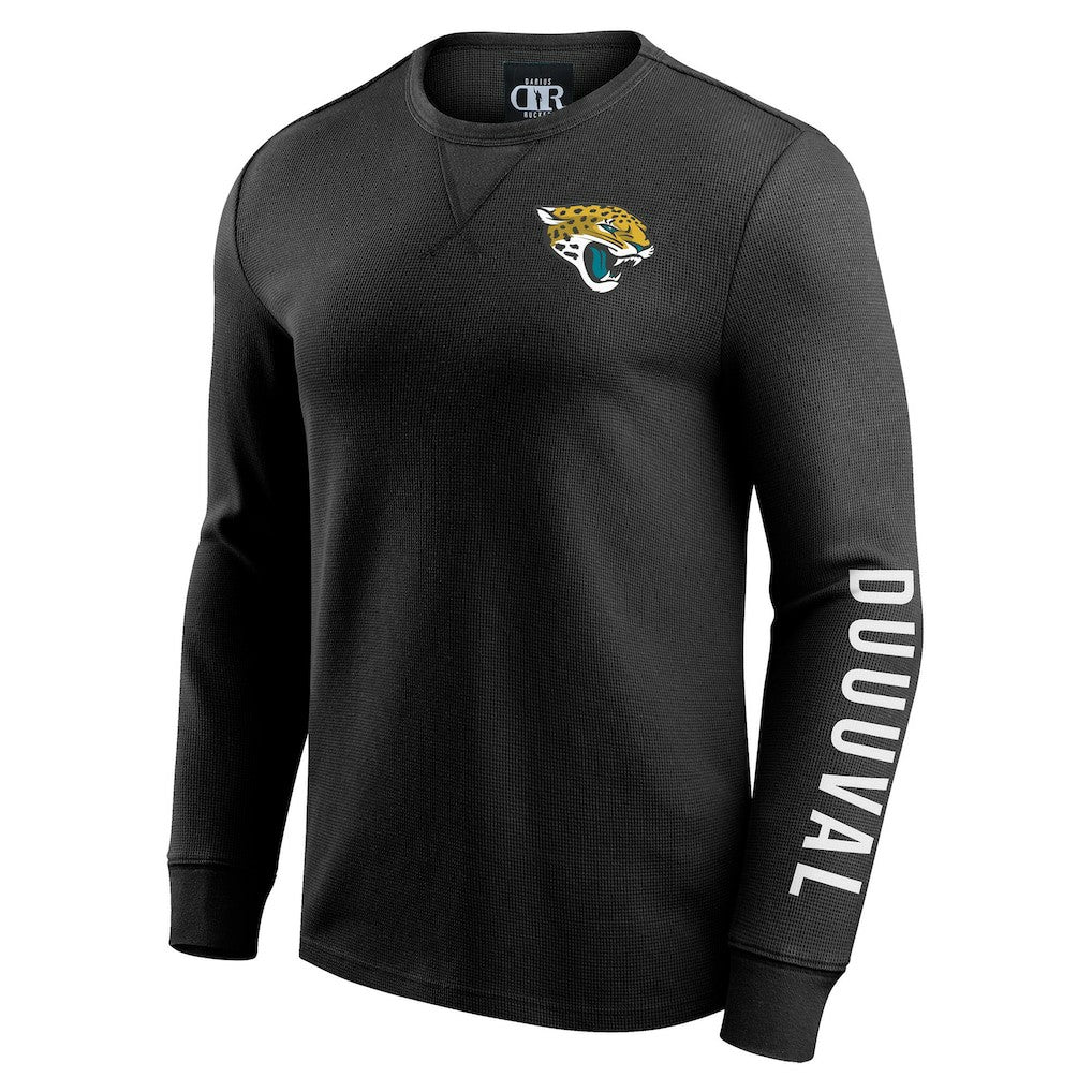 Jacksonville Jaguars Darius Rucker Collection Washed Waffle-Knit Long Sleeve T-Shirt - Black T-shirts