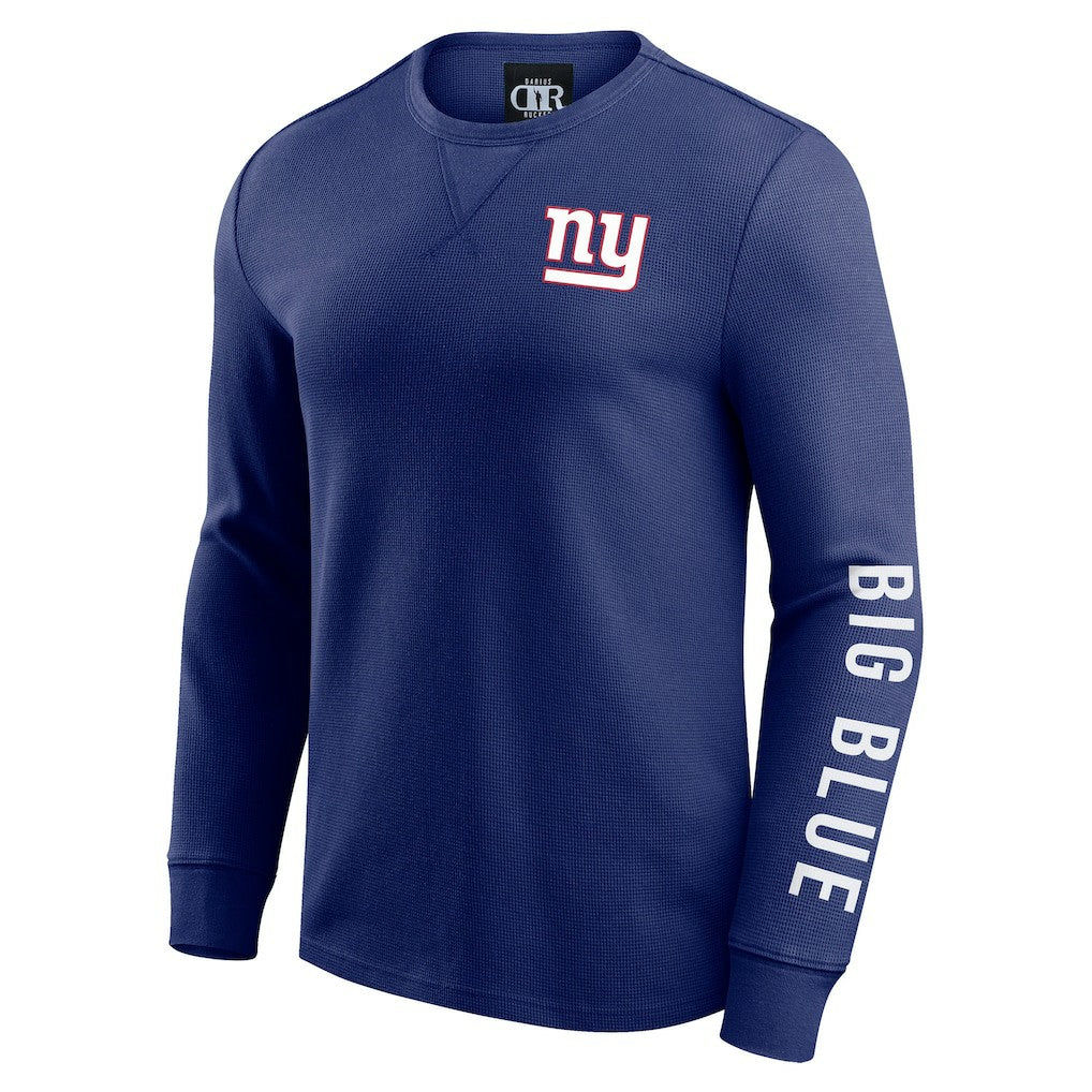 New York Giants Darius Rucker Collection Washed Waffle-Knit Long Sleeve T-Shirt - Royal T-shirts