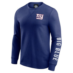New York Giants Darius Rucker Collection Washed Waffle-Knit Long Sleeve T-Shirt - Royal T-shirts