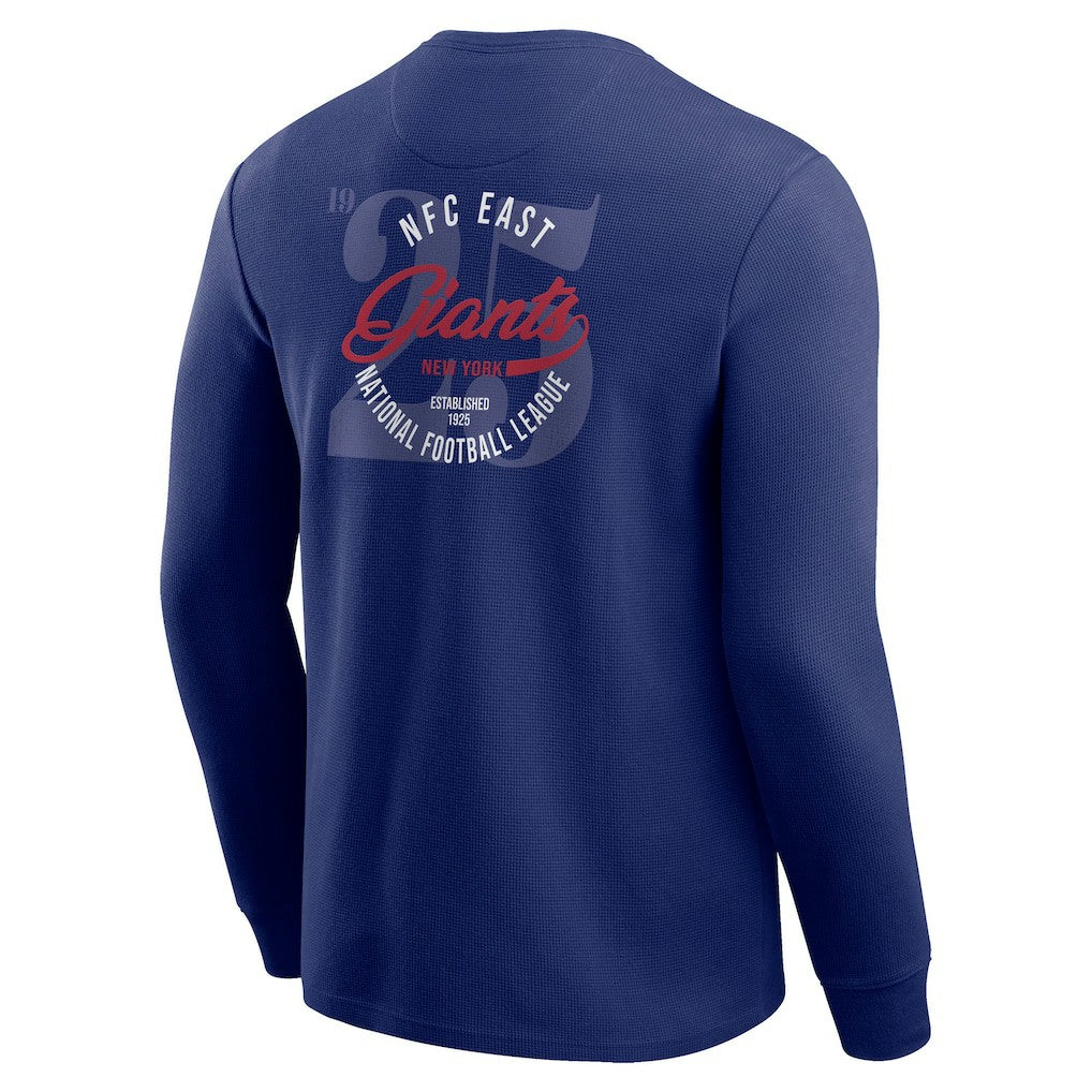 New York Giants Darius Rucker Collection Washed Waffle-Knit Long Sleeve T-Shirt - Royal T-shirts