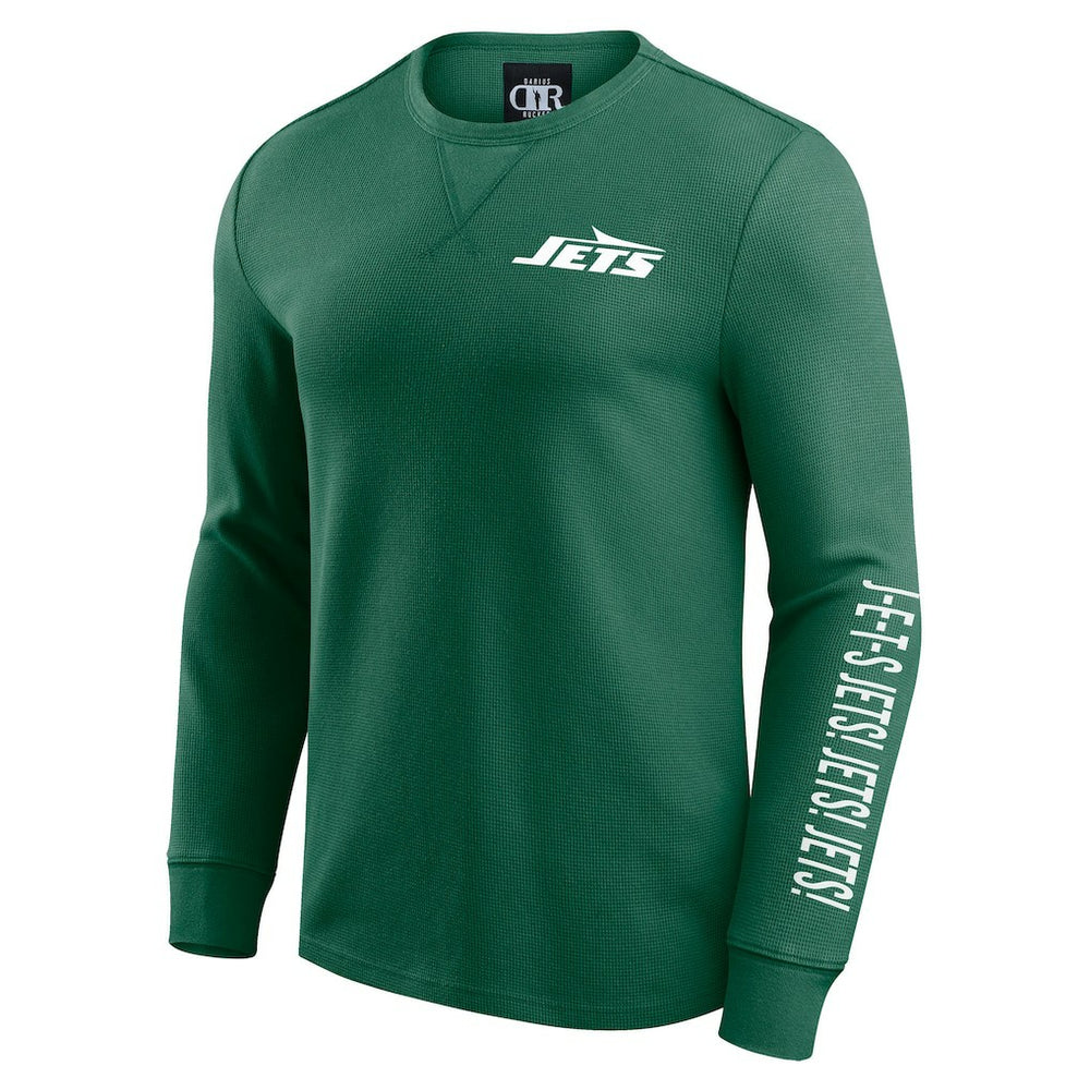 New York Jets Darius Rucker Collection Washed Waffle-Knit Long Sleeve T-Shirt - Green T-shirts