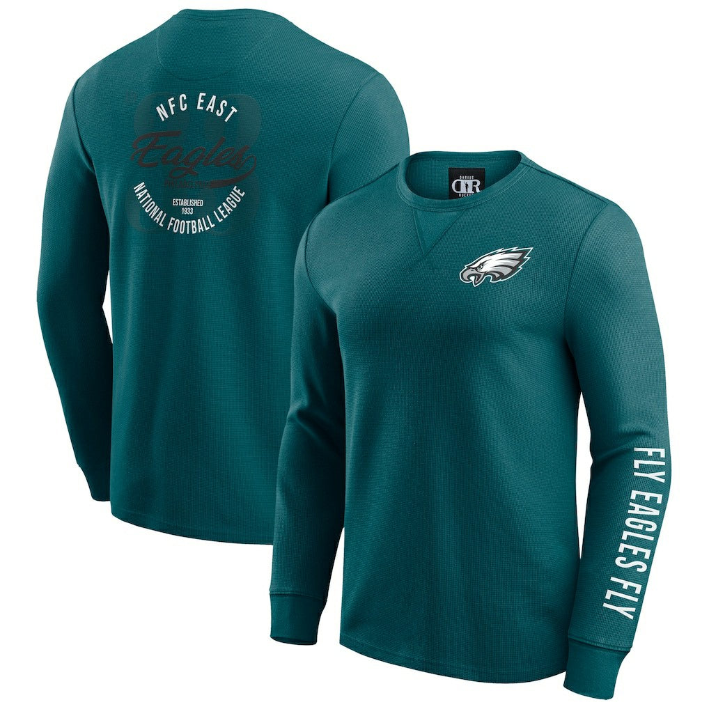 Philadelphia Eagles Darius Rucker Collection Washed Waffle-Knit Long Sleeve T-Shirt - Kelly Green T-shirts