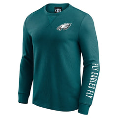 Philadelphia Eagles Darius Rucker Collection Washed Waffle-Knit Long Sleeve T-Shirt - Kelly Green T-shirts
