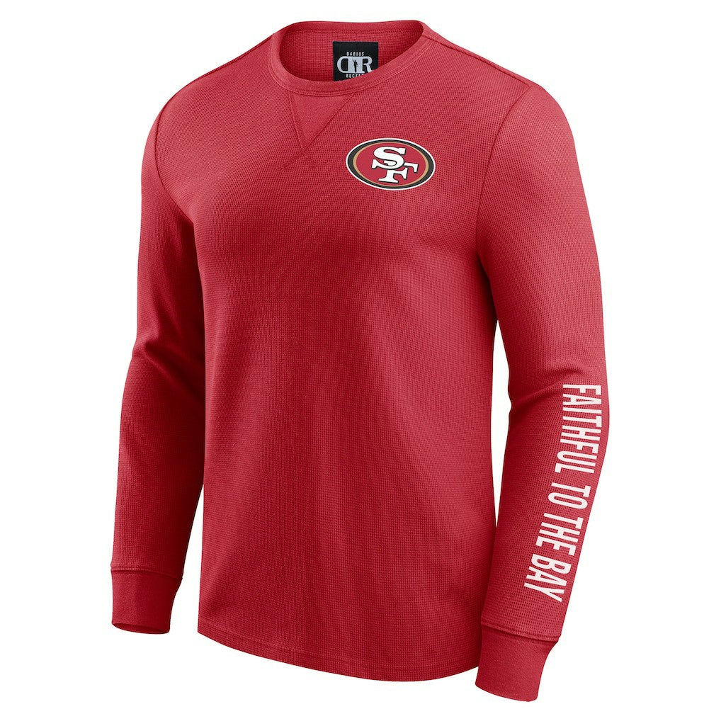 San Francisco 49ers Darius Rucker Collection Washed Waffle-Knit Long Sleeve T-Shirt - Scarlet T-shirts