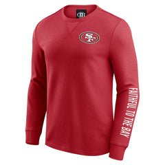 San Francisco 49ers Darius Rucker Collection Washed Waffle-Knit Long Sleeve T-Shirt - Scarlet T-shirts