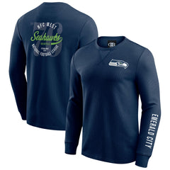 Seattle Seahawks Darius Rucker Collection Washed Waffle-Knit Long Sleeve T-Shirt - College Navy T-shirts