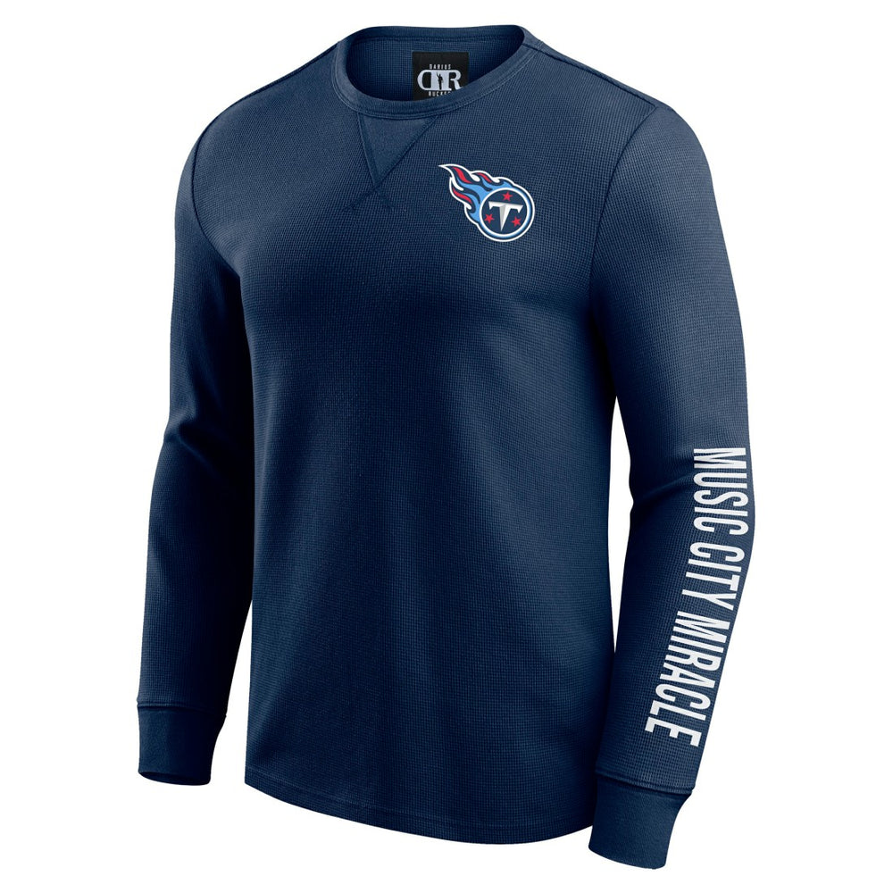 Tennessee Titans Darius Rucker Collection Washed Waffle-Knit Long Sleeve T-Shirt - Navy T-shirts