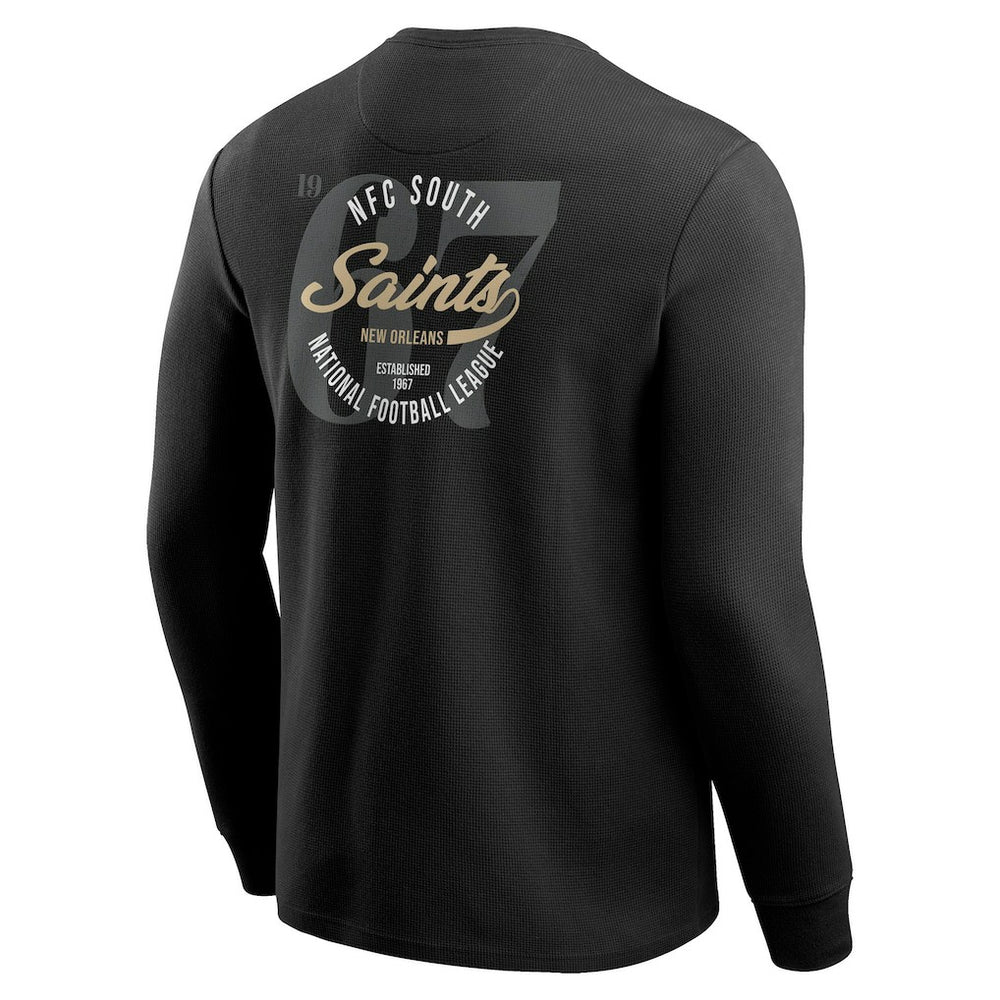 New Orleans Saints Darius Rucker Collection Washed Waffle-Knit Long Sleeve T-Shirt - Black T-shirts