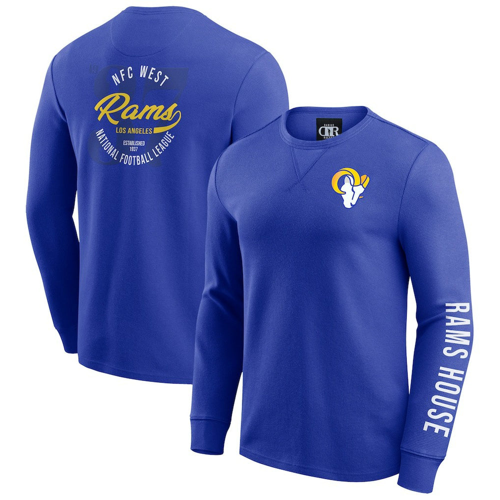 Los Angeles Rams Darius Rucker Collection Washed Waffle-Knit Long Sleeve T-Shirt - Royal T-shirts