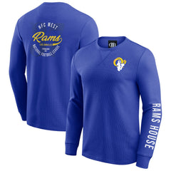 Los Angeles Rams Darius Rucker Collection Washed Waffle-Knit Long Sleeve T-Shirt - Royal T-shirts