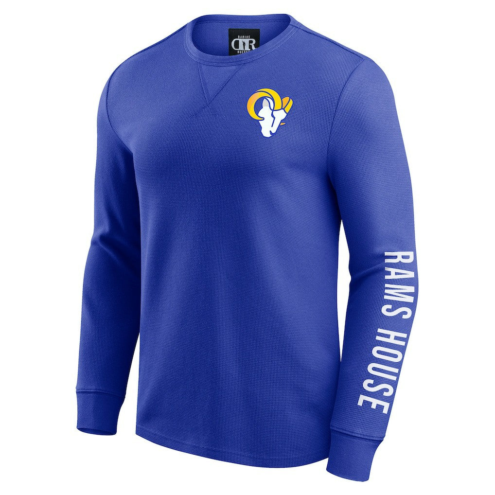 Los Angeles Rams Darius Rucker Collection Washed Waffle-Knit Long Sleeve T-Shirt - Royal T-shirts