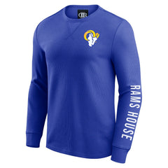 Los Angeles Rams Darius Rucker Collection Washed Waffle-Knit Long Sleeve T-Shirt - Royal T-shirts