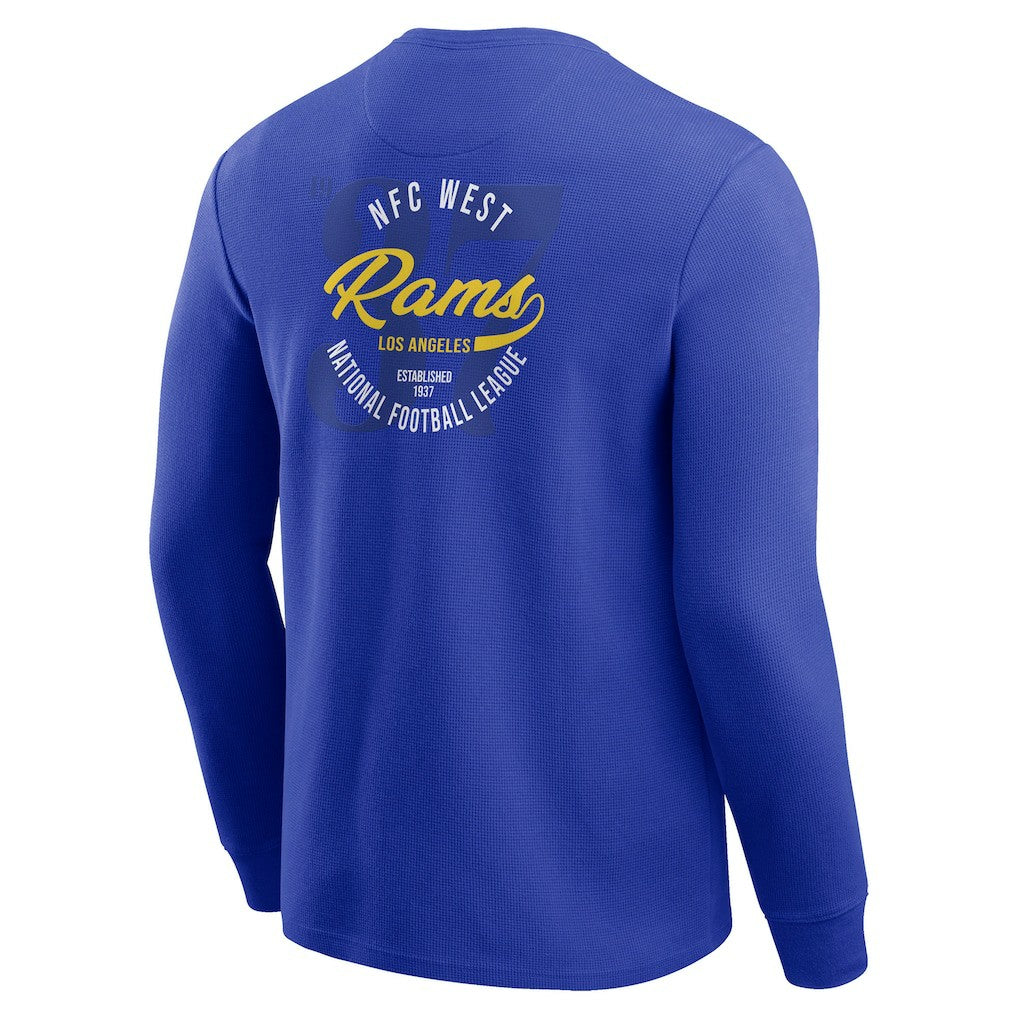Los Angeles Rams Darius Rucker Collection Washed Waffle-Knit Long Sleeve T-Shirt - Royal T-shirts