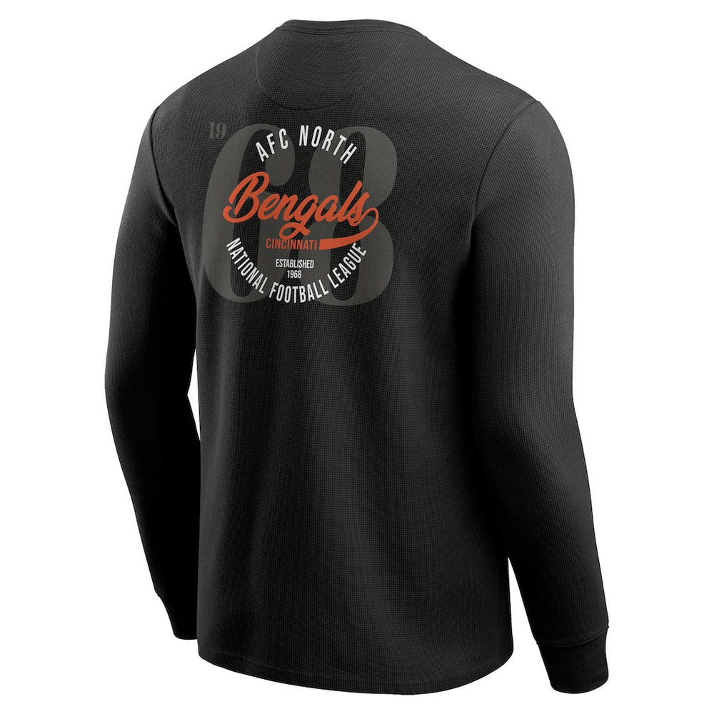 Cincinnati Bengals Darius Rucker Collection Washed Waffle-Knit Long Sleeve T-Shirt - Black T-shirts