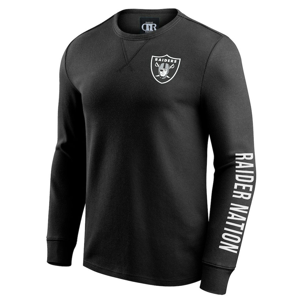 Las Vegas Raiders Darius Rucker Collection Washed Waffle-Knit Long Sleeve T-Shirt - Black T-shirts