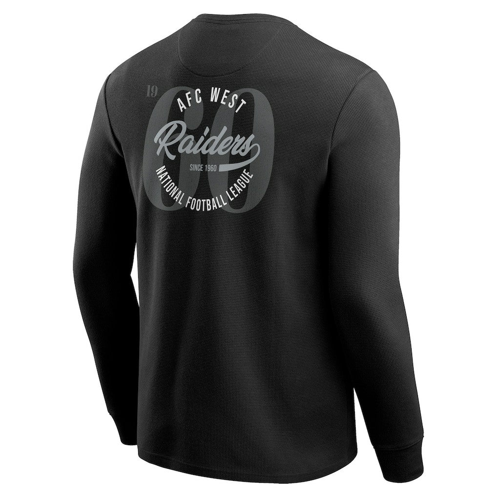 Las Vegas Raiders Darius Rucker Collection Washed Waffle-Knit Long Sleeve T-Shirt - Black T-shirts