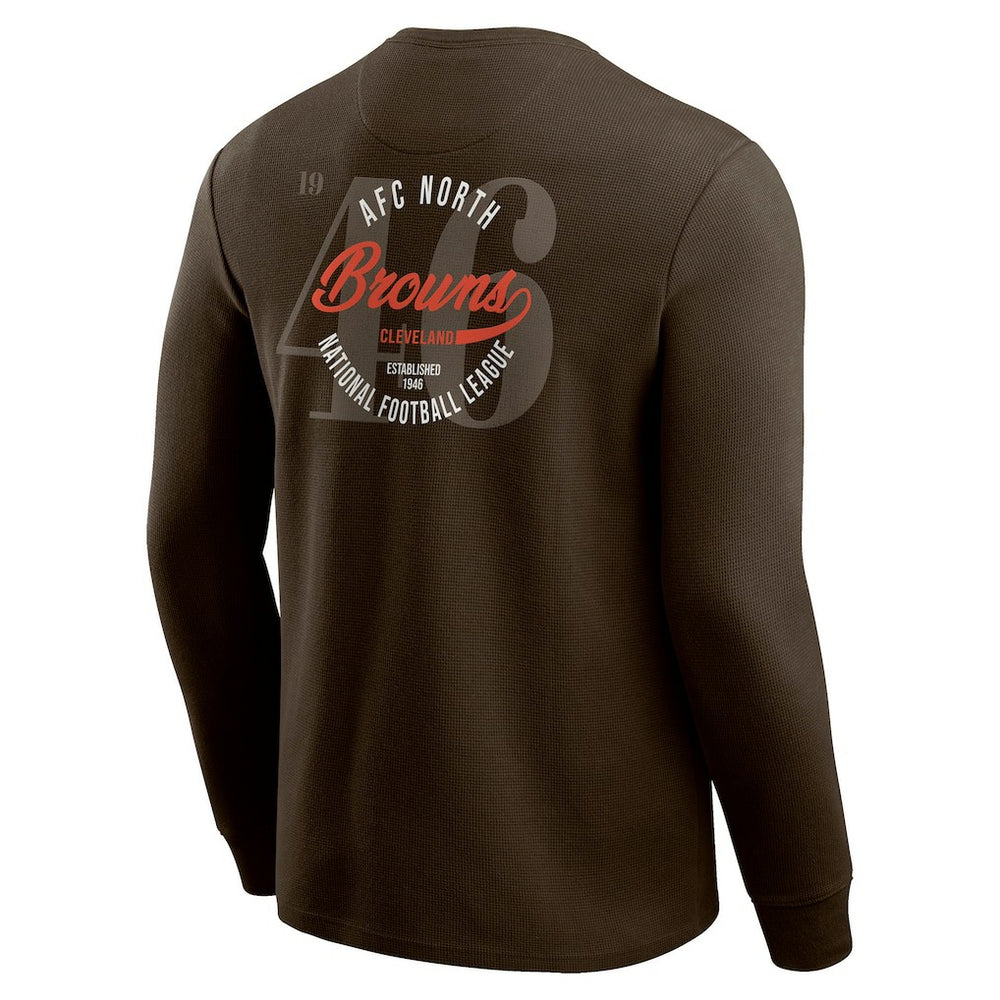 Cleveland Browns Darius Rucker Collection Washed Waffle-Knit Long Sleeve T-Shirt - Brown T-shirts