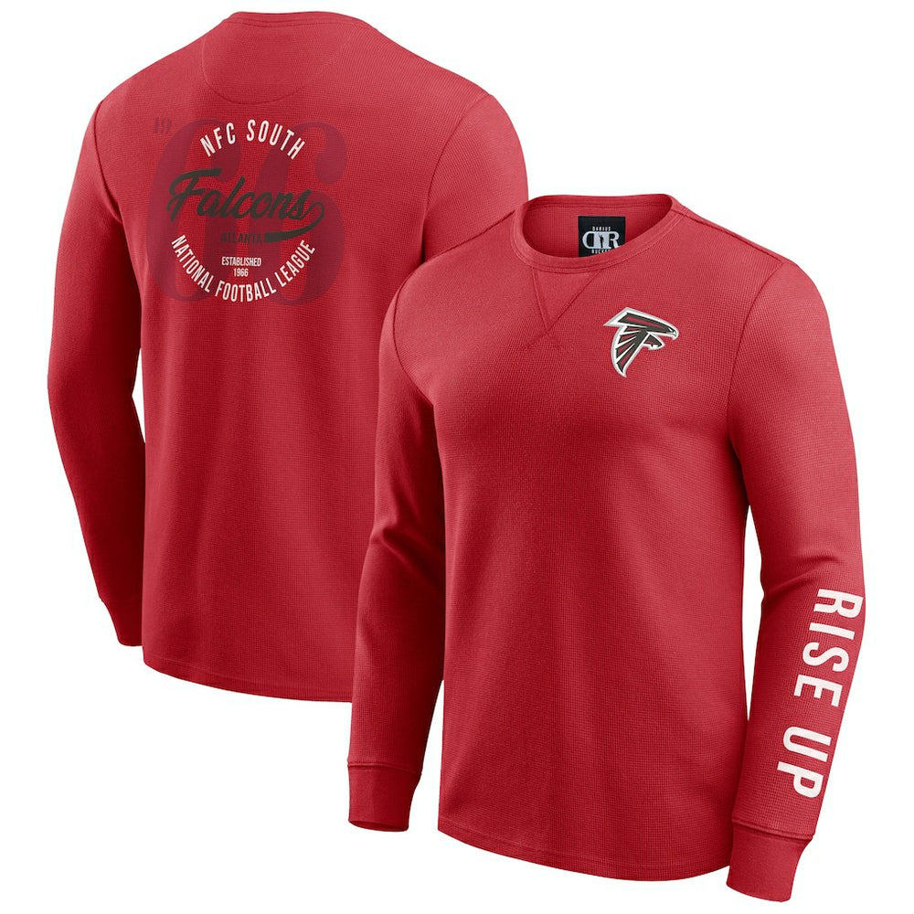 Atlanta Falcons Darius Rucker Collection Washed Waffle-Knit Long Sleeve T-Shirt - Red T-shirts