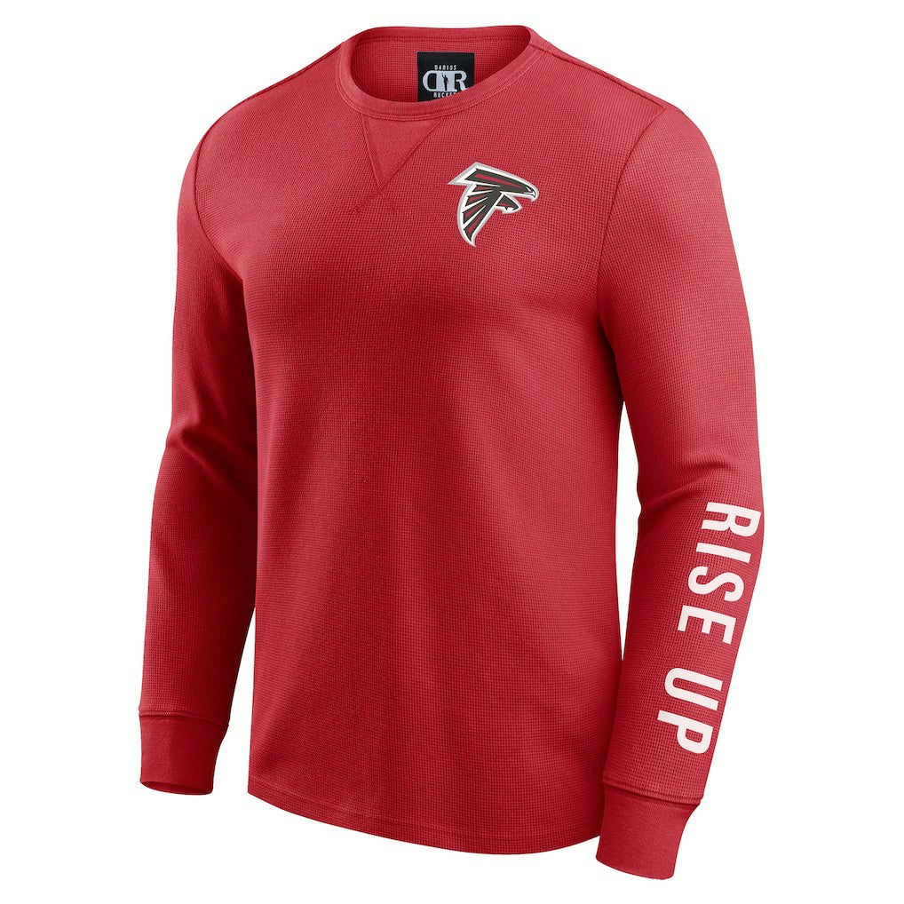 Atlanta Falcons Darius Rucker Collection Washed Waffle-Knit Long Sleeve T-Shirt - Red T-shirts