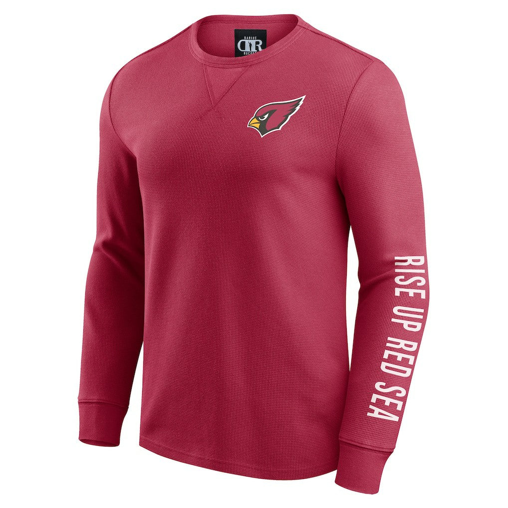 Arizona Cardinals Darius Rucker Collection Washed Waffle-Knit Long Sleeve T-Shirt - Red T-shirts