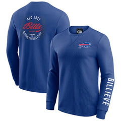 Buffalo Bills Darius Rucker Collection Washed Waffle-Knit Long Sleeve T-Shirt - Royal T-shirts