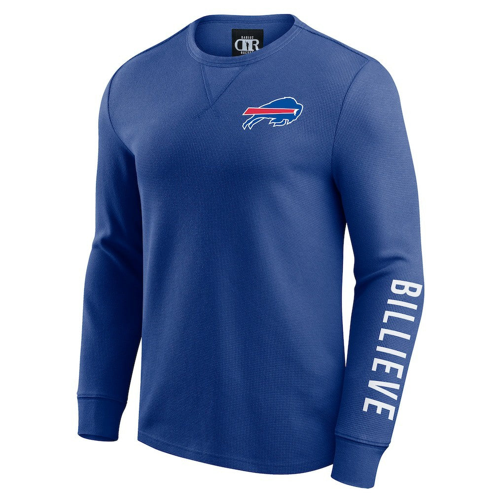 Buffalo Bills Darius Rucker Collection Washed Waffle-Knit Long Sleeve T-Shirt - Royal T-shirts
