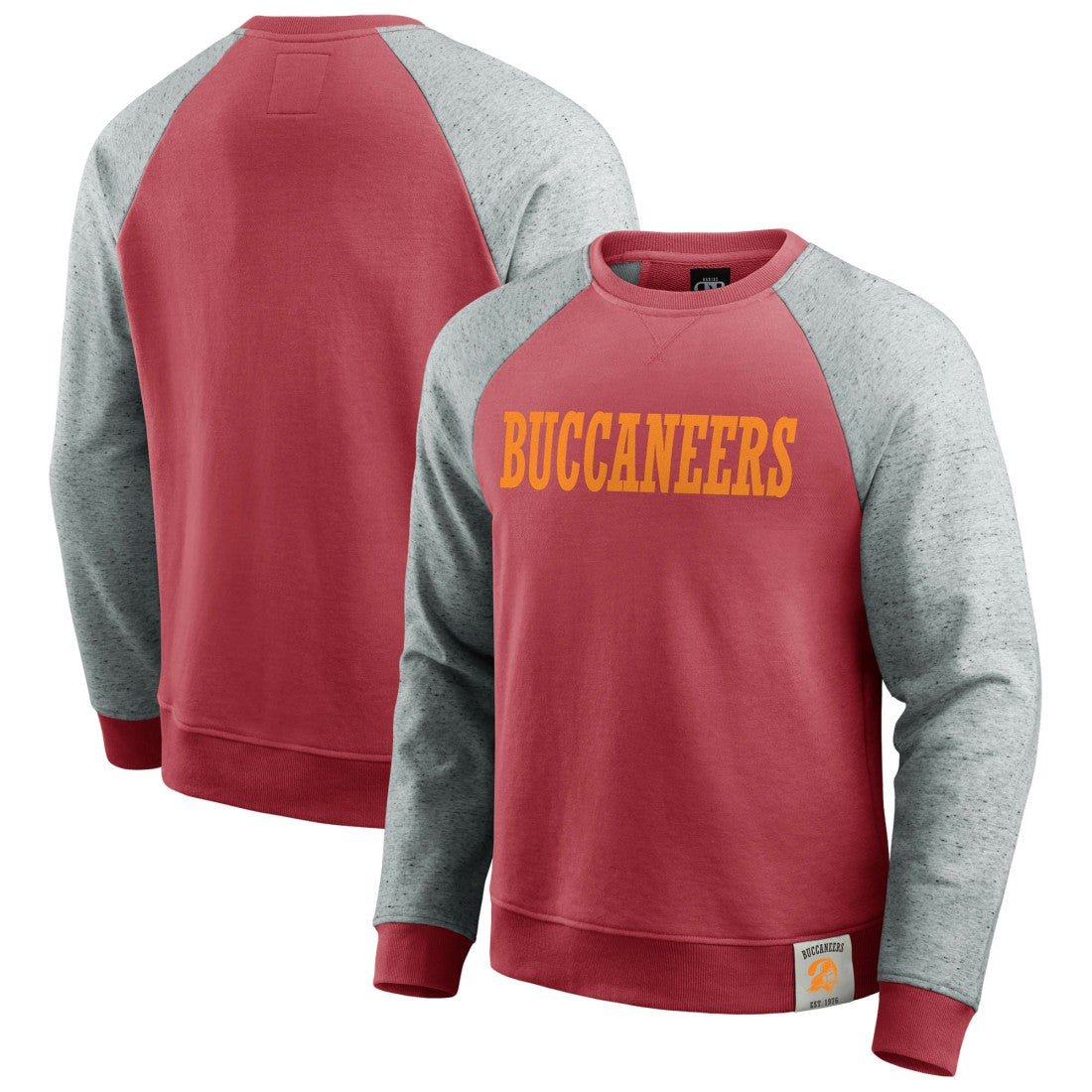 Tampa Bay Buccaneers Darius Rucker Collection Throwback Color Block Raglan Pullover Sweatshirt - Red/Heather Gray Pullover