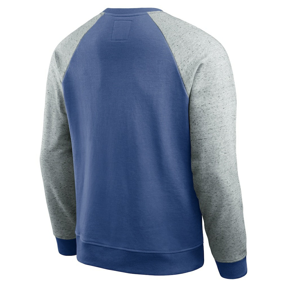 Seattle Seahawks Darius Rucker Collection Throwback Color Block Raglan Pullover Sweatshirt - Royal/Heather Gray Pullover