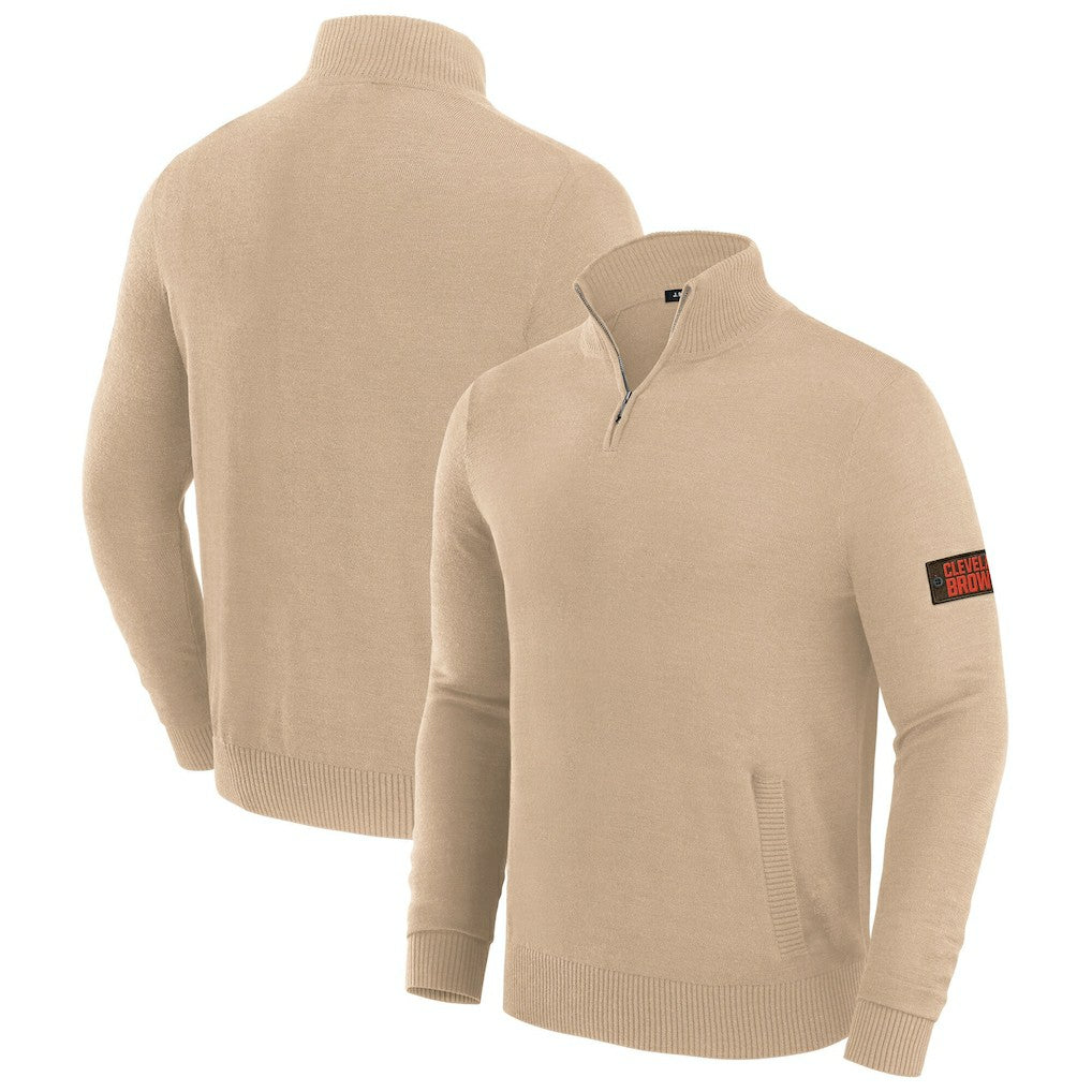 Cleveland Browns J. Palmer Franchise Quarter-Zip Sweater - Tan