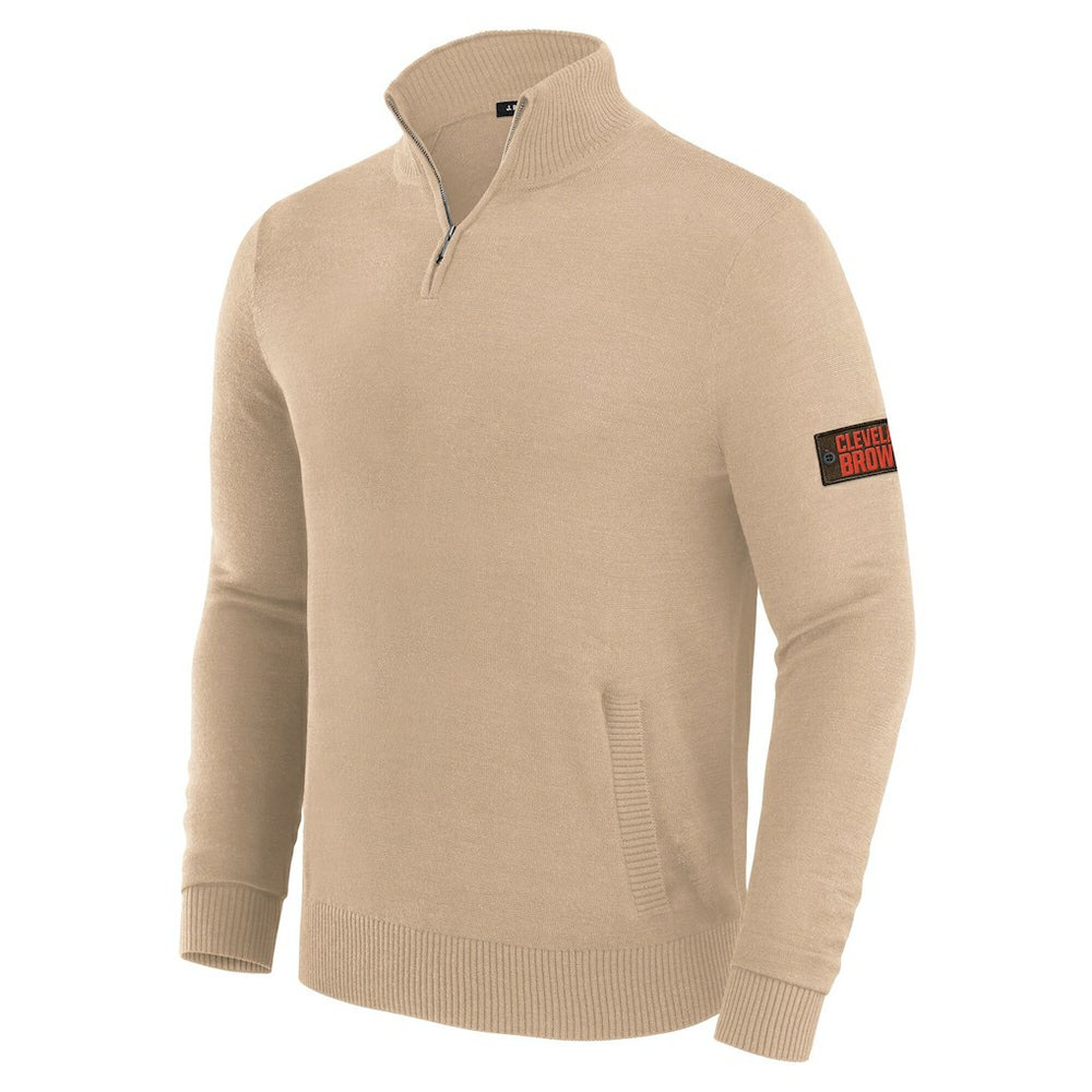 Cleveland Browns J. Palmer Franchise Quarter-Zip Sweater - Tan