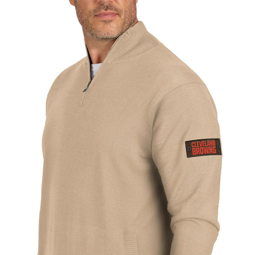Cleveland Browns J. Palmer Franchise Quarter-Zip Sweater - Tan