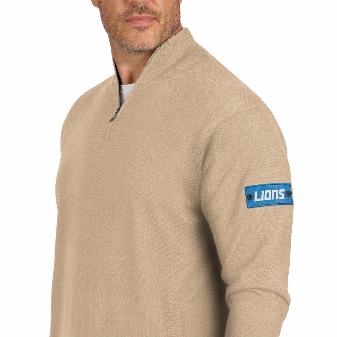 Detroit Lions J. Palmer Franchise Quarter-Zip Sweater - Tan