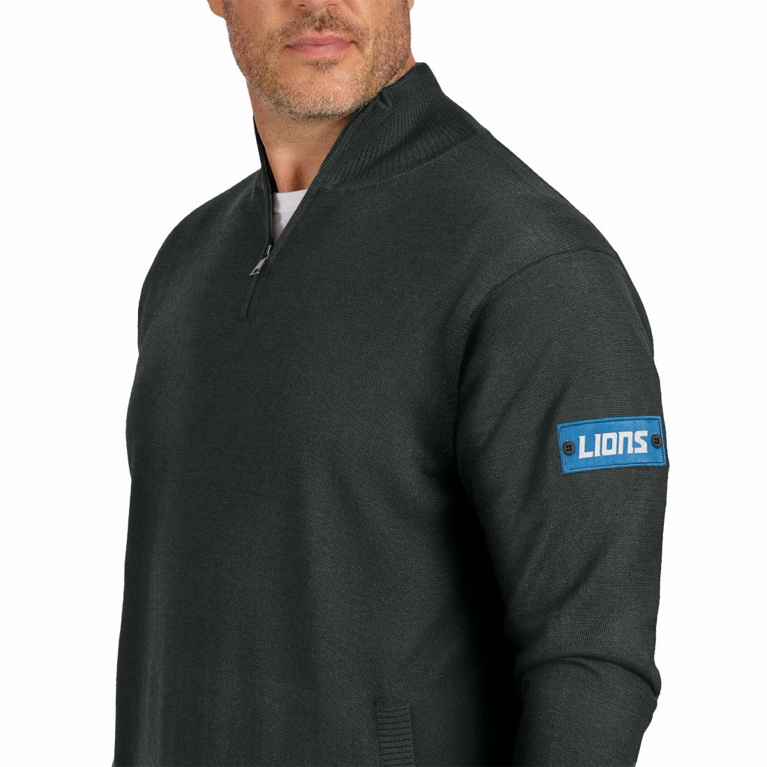 Detroit Lions J. Palmer Franchise Quarter-Zip Sweater - Black