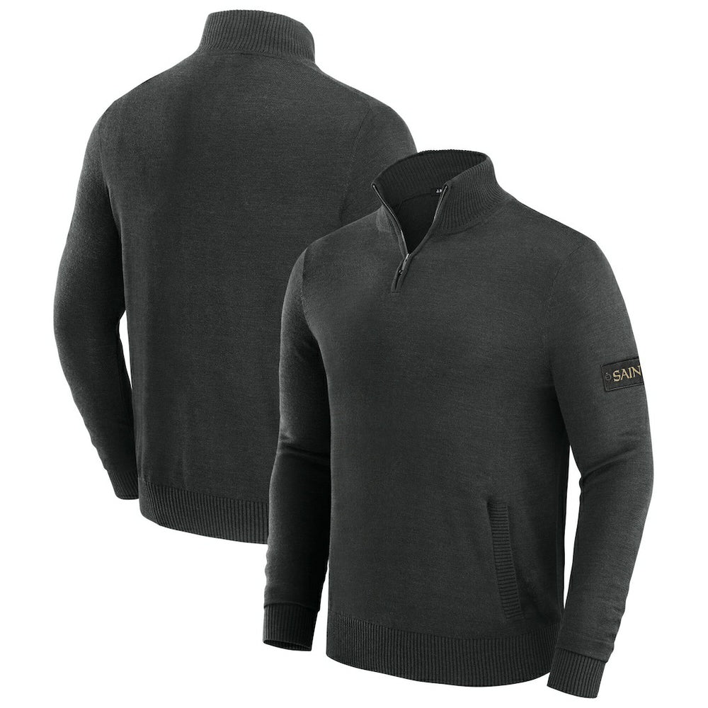 New Orleans Saints J. Palmer Franchise Quarter-Zip Sweater - Black