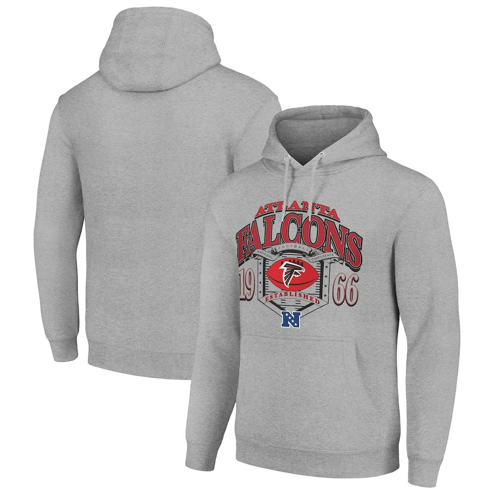 Atlanta Falcons Starter 80s Retro Pullover Hoodie - Heather Gray Hoodies