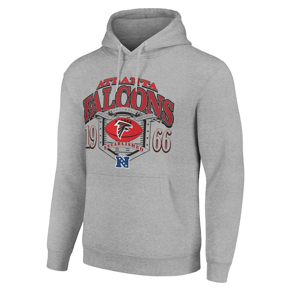 Atlanta Falcons Starter 80s Retro Pullover Hoodie - Heather Gray Hoodies