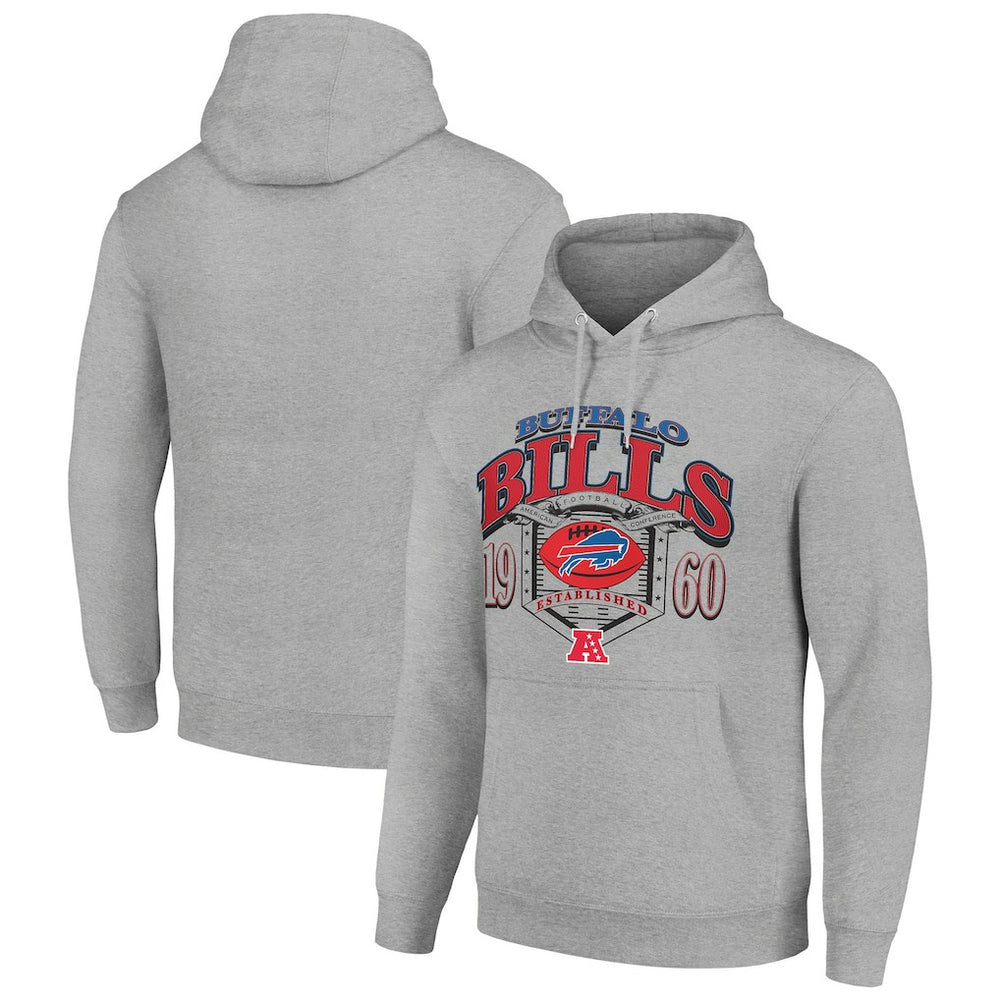 Buffalo Bills Starter 80s Retro Pullover Hoodie - Heather Gray Hoodies