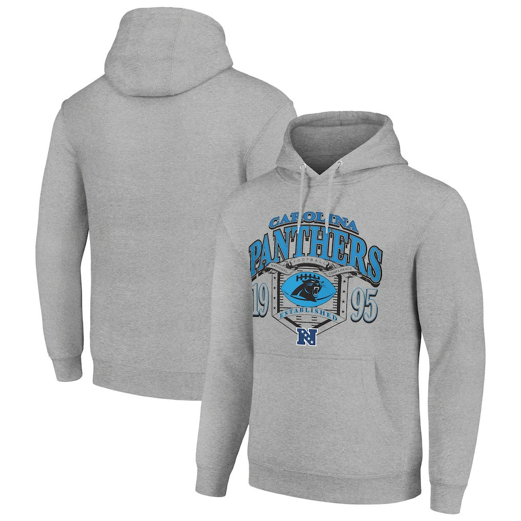 Carolina Panthers Starter 80s Retro Pullover Hoodie - Heather Gray Hoodies