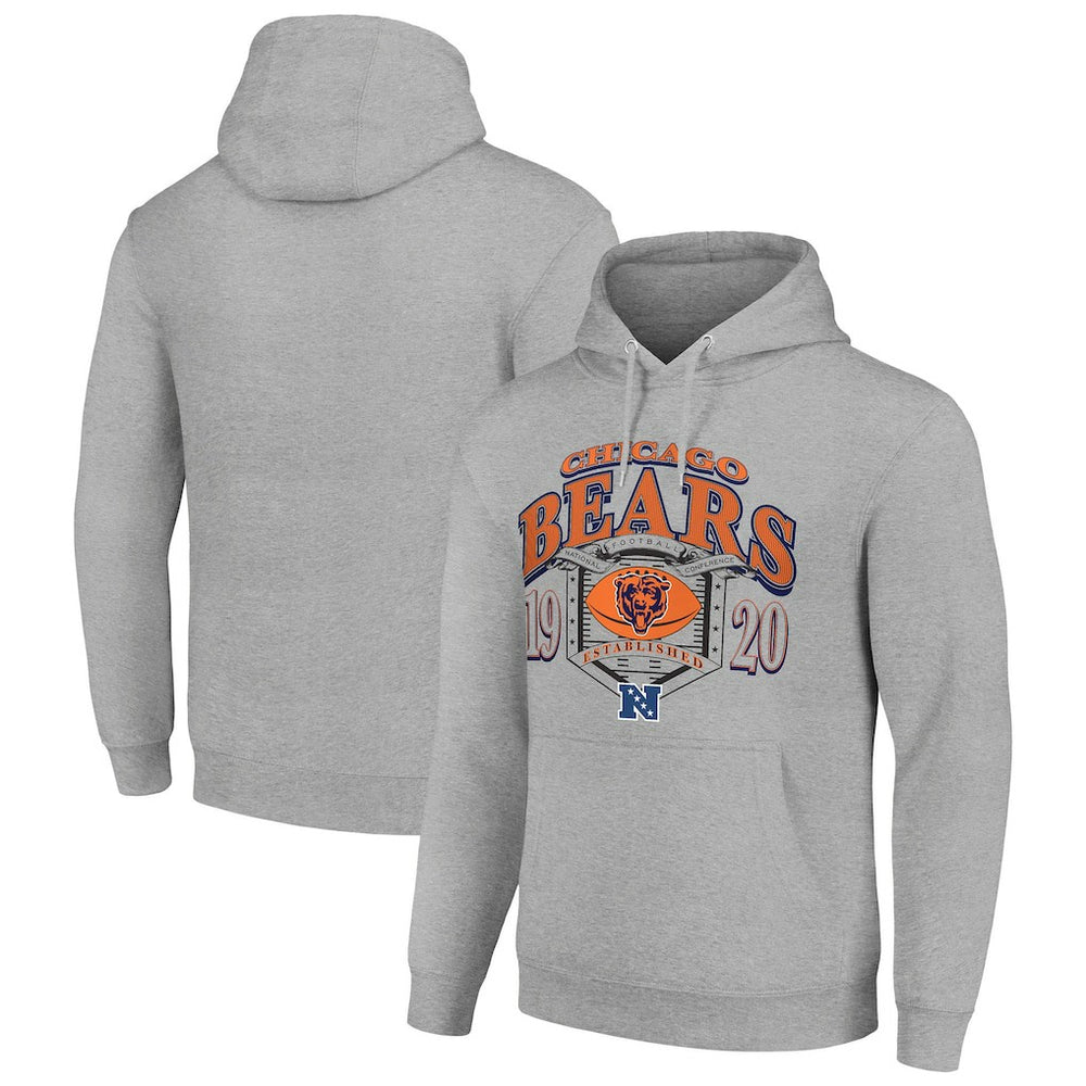 Chicago Bears Starter 80s Retro Pullover Hoodie - Heather Gray Hoodies