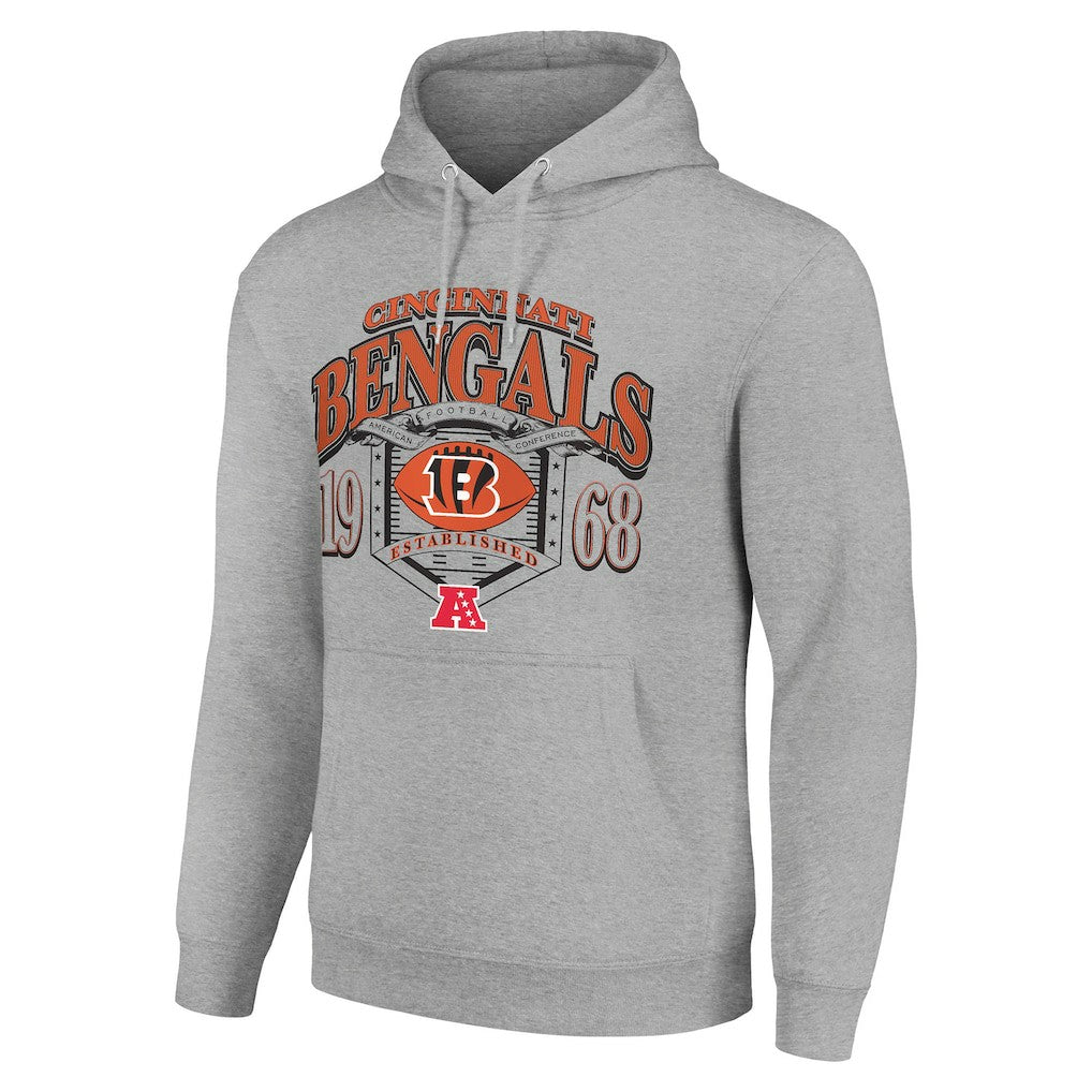Cincinnati Bengals Starter 80s Retro Pullover Hoodie - Heather Gray Hoodies