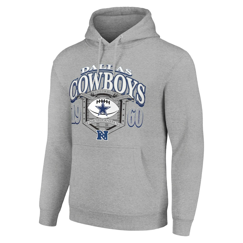 Dallas Cowboys Starter 80s Retro Pullover Hoodie - Heather Gray Hoodies