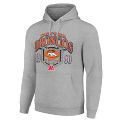 Denver Broncos Starter 80s Retro Pullover Hoodie - Heather Gray Hoodies