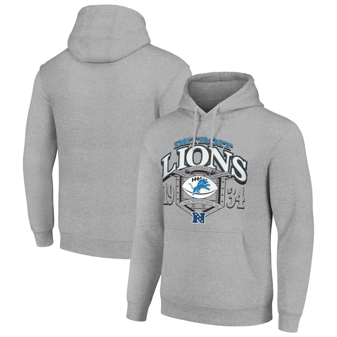 Detroit Lions Starter 80s Retro Pullover Hoodie - Heather Gray Hoodies