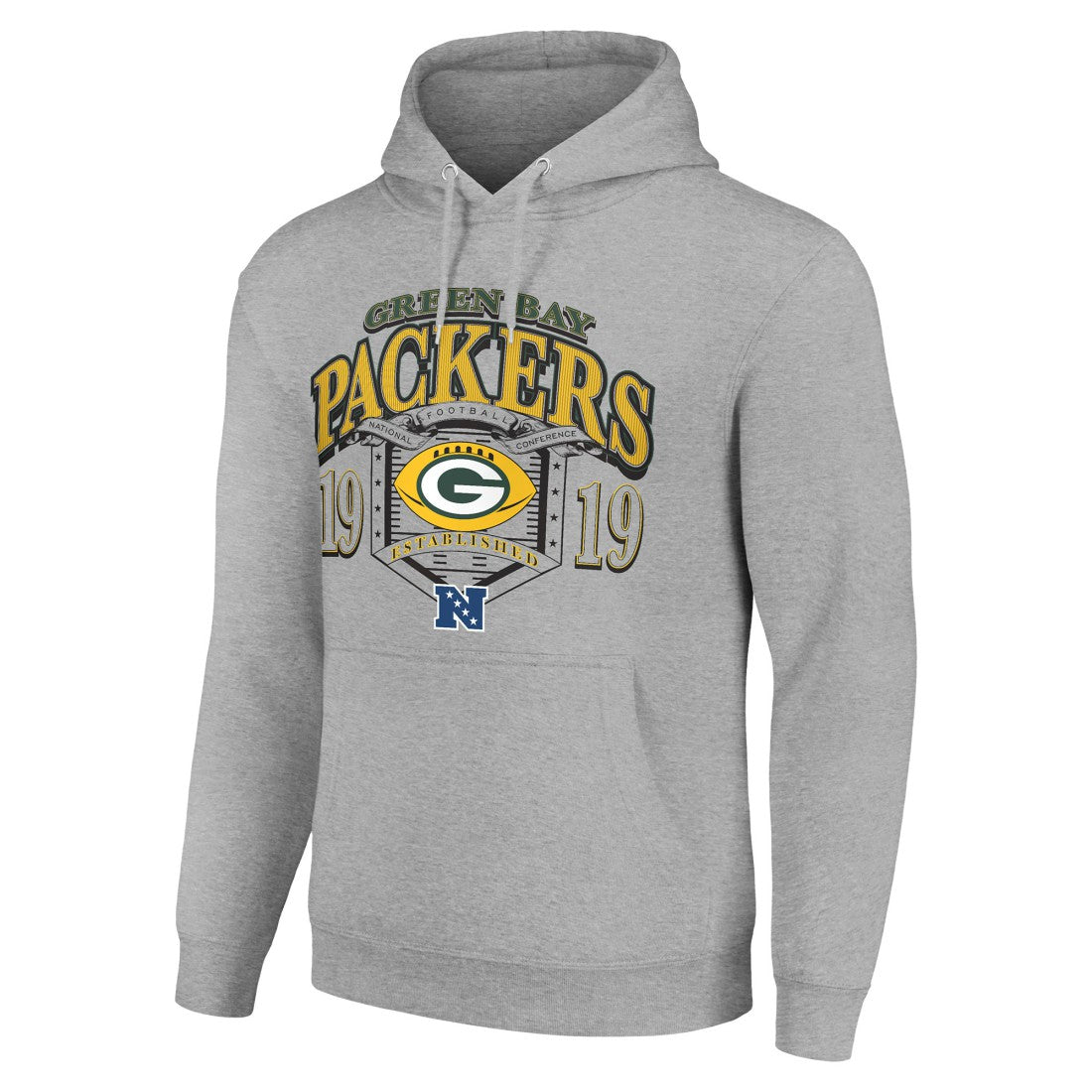 Green Bay Packers Starter 80s Retro Pullover Hoodie - Heather Gray Hoodies