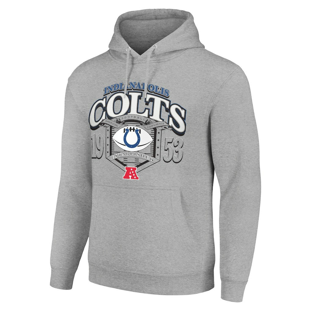 Indianapolis Colts Starter 80s Retro Pullover Hoodie - Heather Gray Hoodies