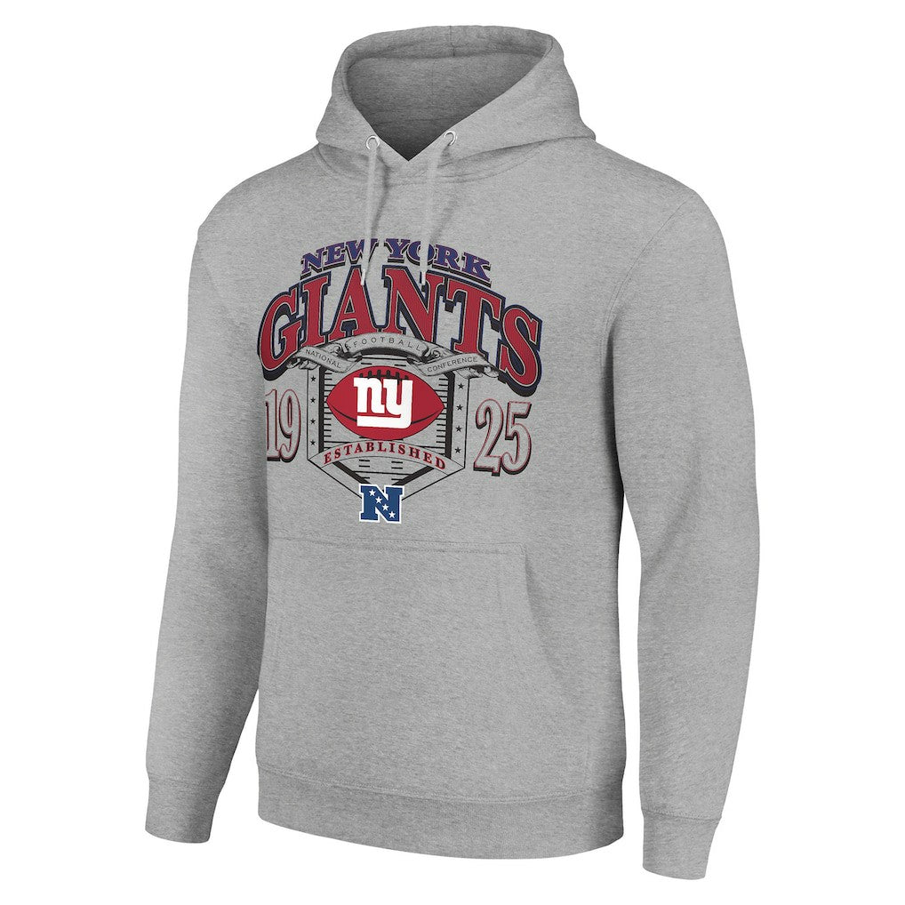 New York Giants Starter 80s Retro Pullover Hoodie - Heather Gray Hoodies