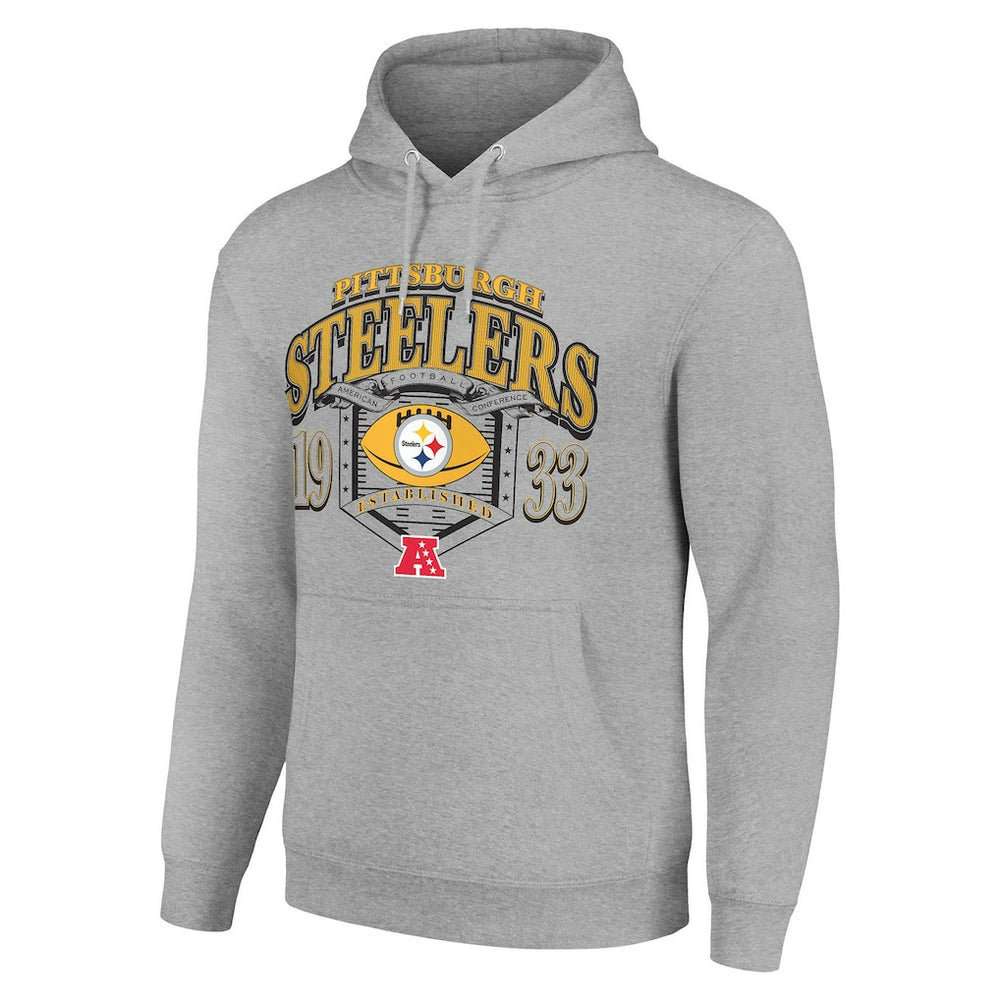 Pittsburgh Steelers Starter 80s Retro Pullover Hoodie - Heather Gray Hoodies